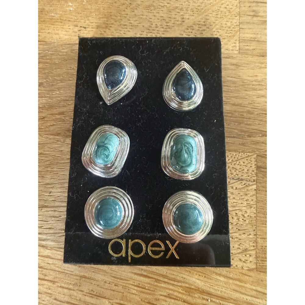 NWT Vintage APEX Silver & Turquoise Western Stud Earrings